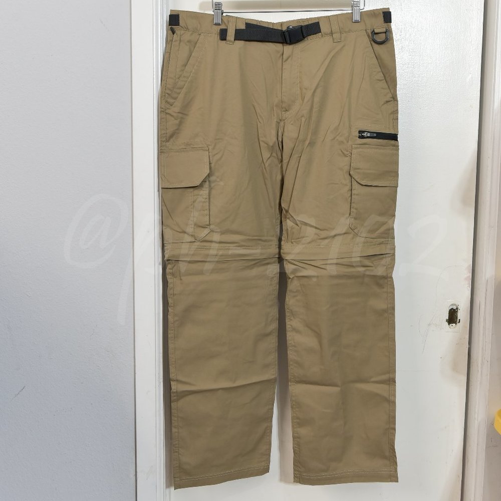 BC Clothing Men's Convertible Stretch Cargo Hiking Pants Shorts TAN